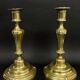 Pair of gilded bronze candlesticks from the Regency period, 18th century.