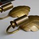 Pair of brass leaf wall lights from the 1970s.