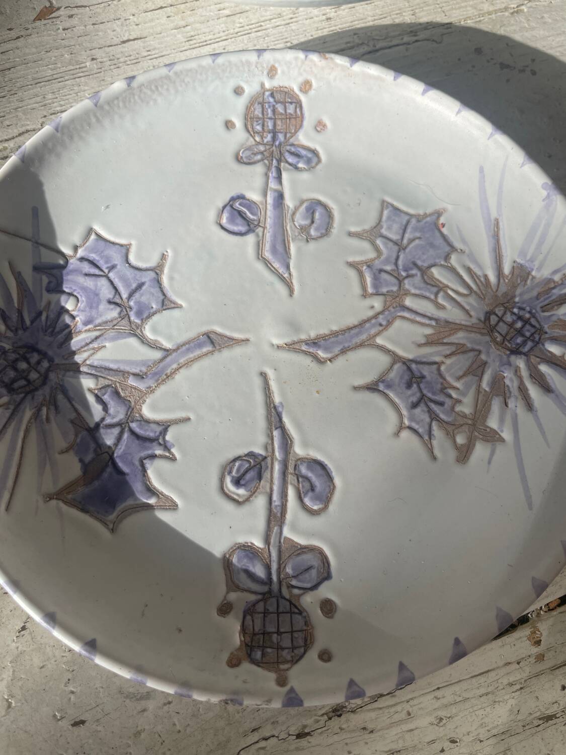 Pair of blue thistle plates