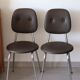 2 chairs 70s in chocolate skaï and chrome metal