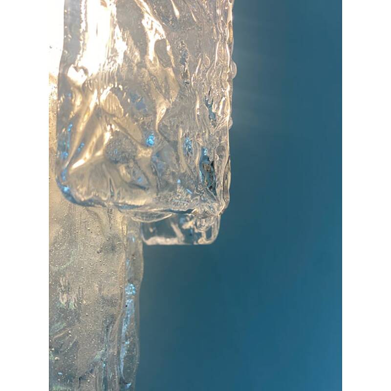 Pair of Contemporary Hammered Strips ”Listelli” Murano Glass Gold Wall Sconces by Simoeng