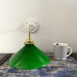 Vintage wall lamp in green opaline