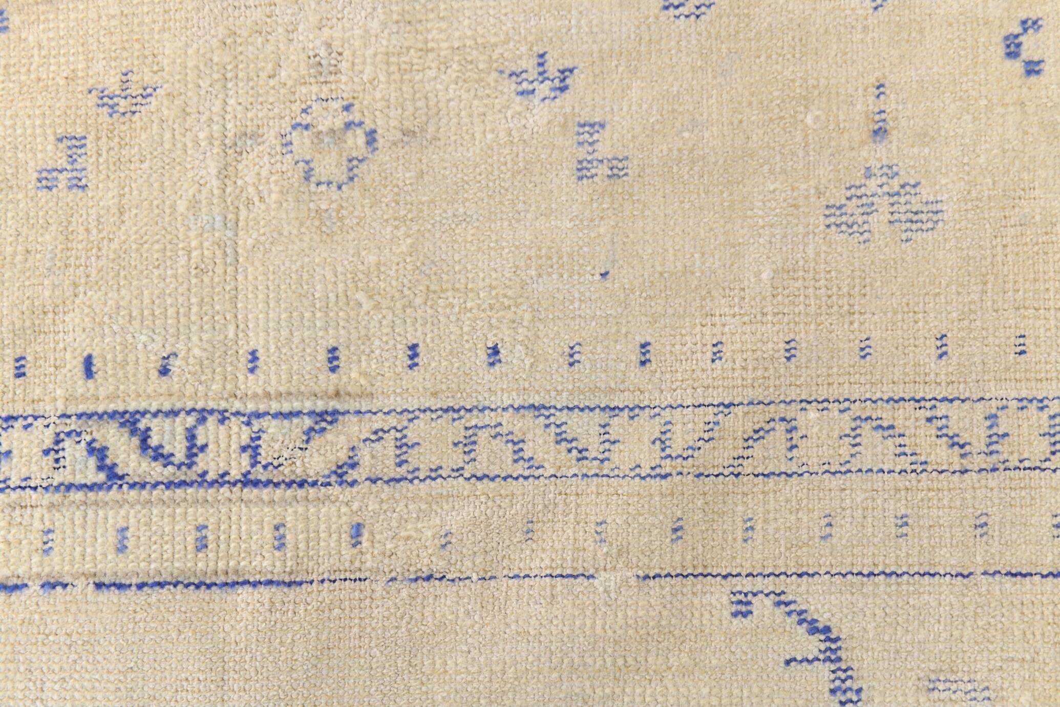 3x12 Blue & Beige Antique Vintage Runner Rug, 80x369Cm SK 23836