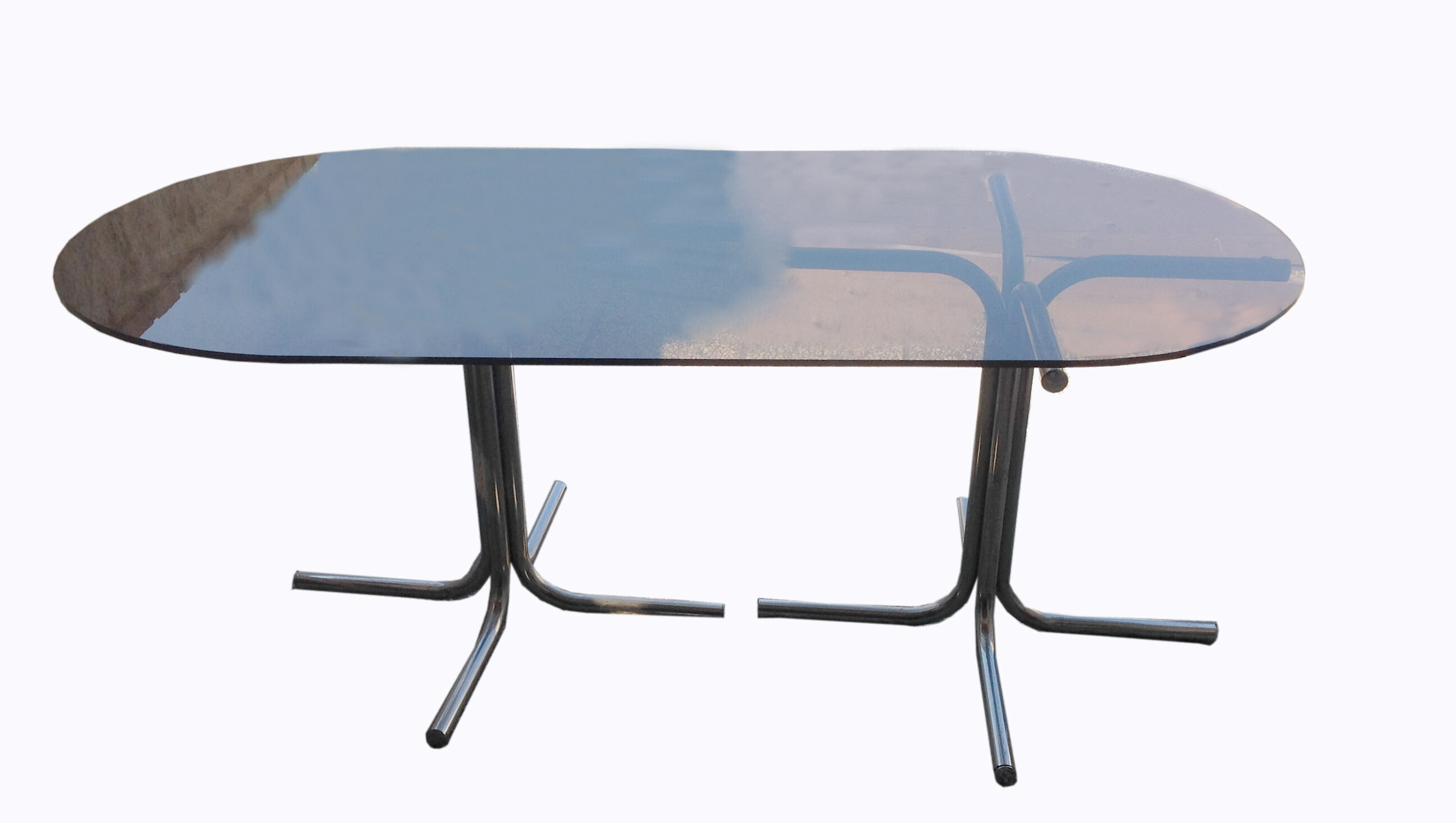 Table a manger verre fume vintage années 70