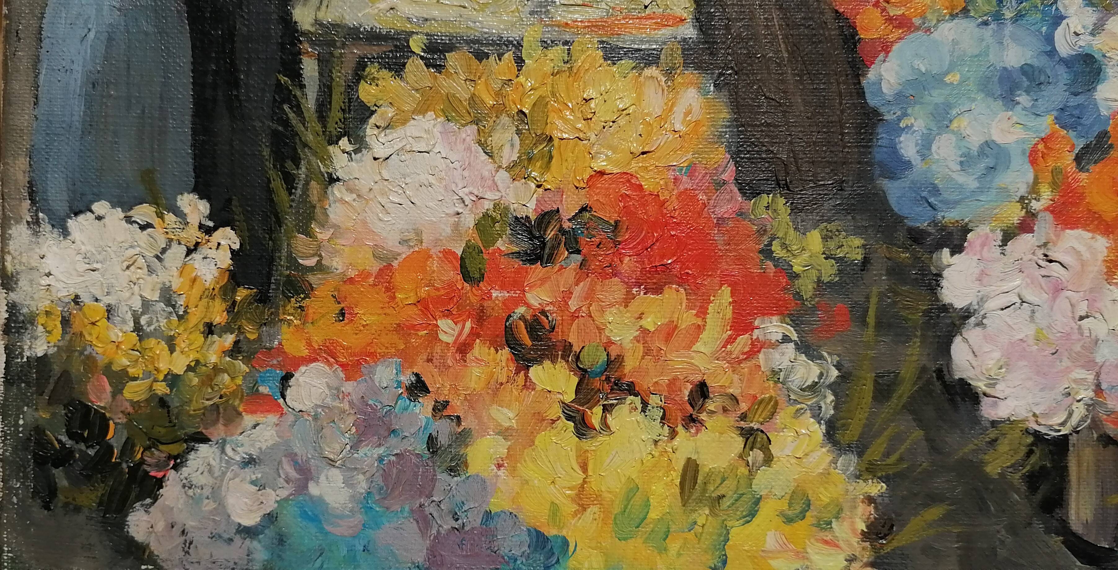 Painting "the flower market" by Béziers