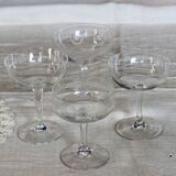 Mismatched vintage cut crystal champagne glasses