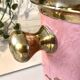 Enamel Ice Bucket – Vintage French Pink Gilt Grapevine Champagne Coole