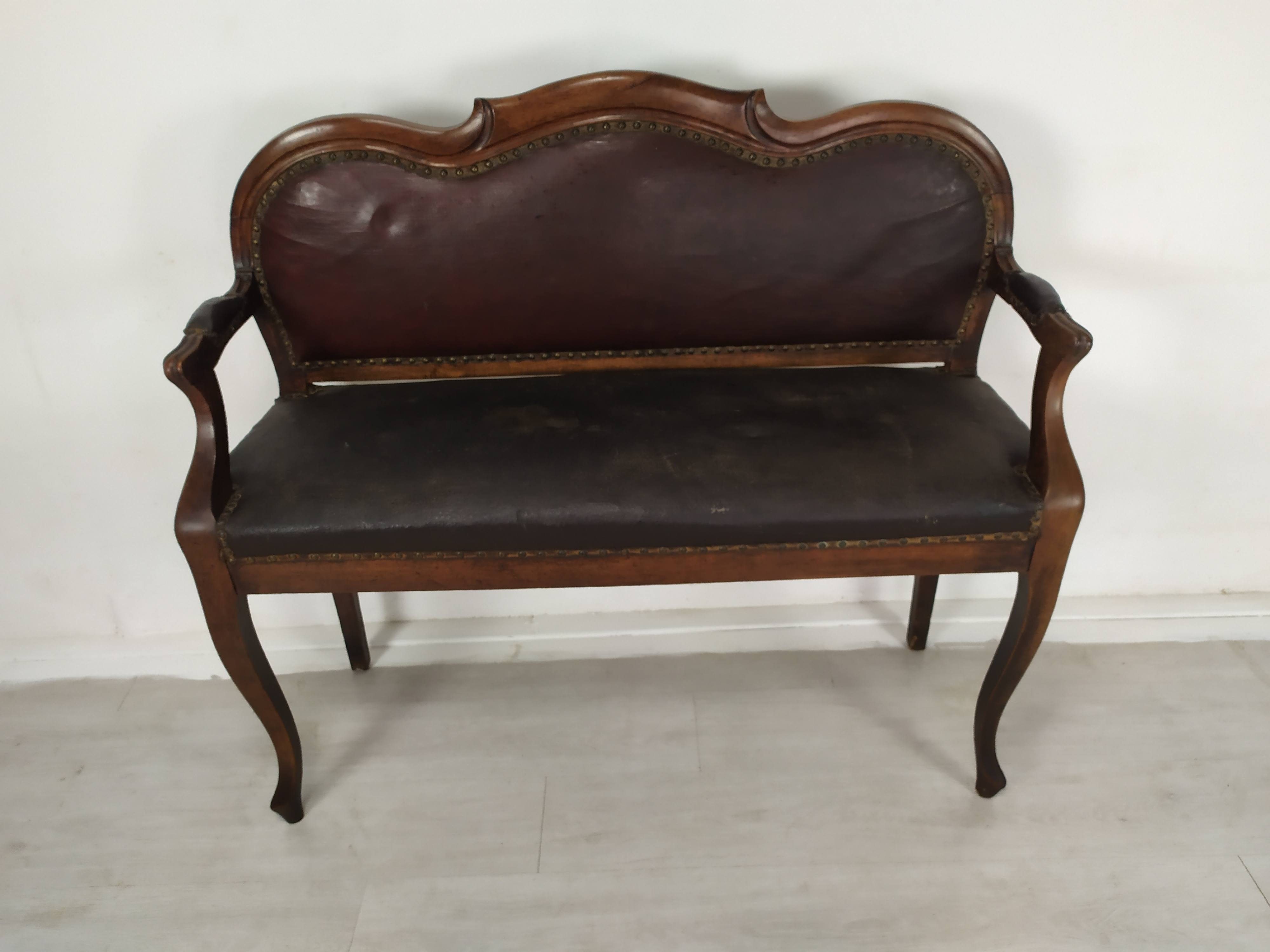 Leather bistro bench