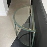 Half-moon console in glass and metal