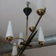 Mid-Century 6-Light Chandelier - Opaline and Brass