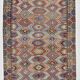 7x10 Green & Blue Geometric Pattern Kilim Rug, 222x303Cm