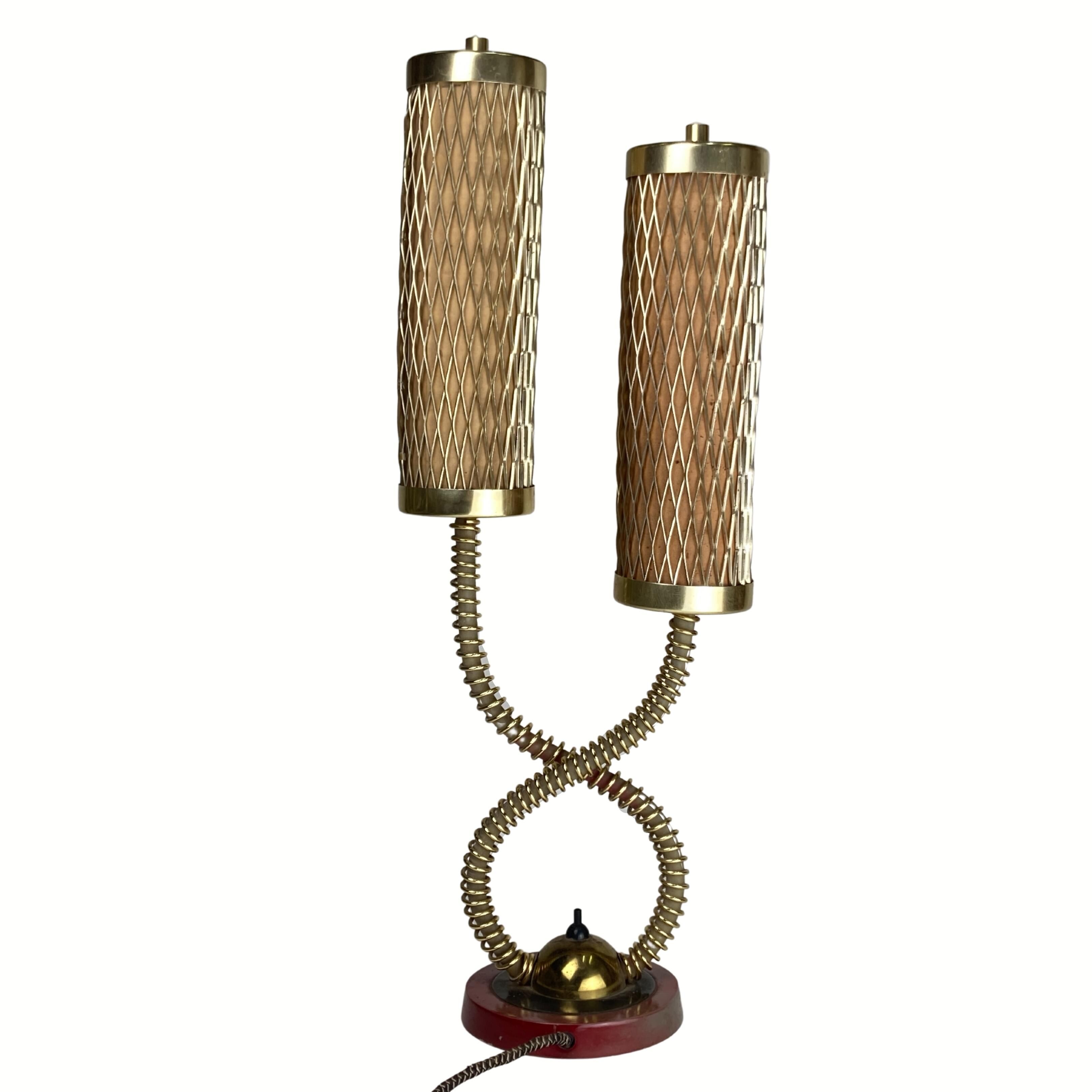 Midcentury brass tubular architectural table lamp, 1960s