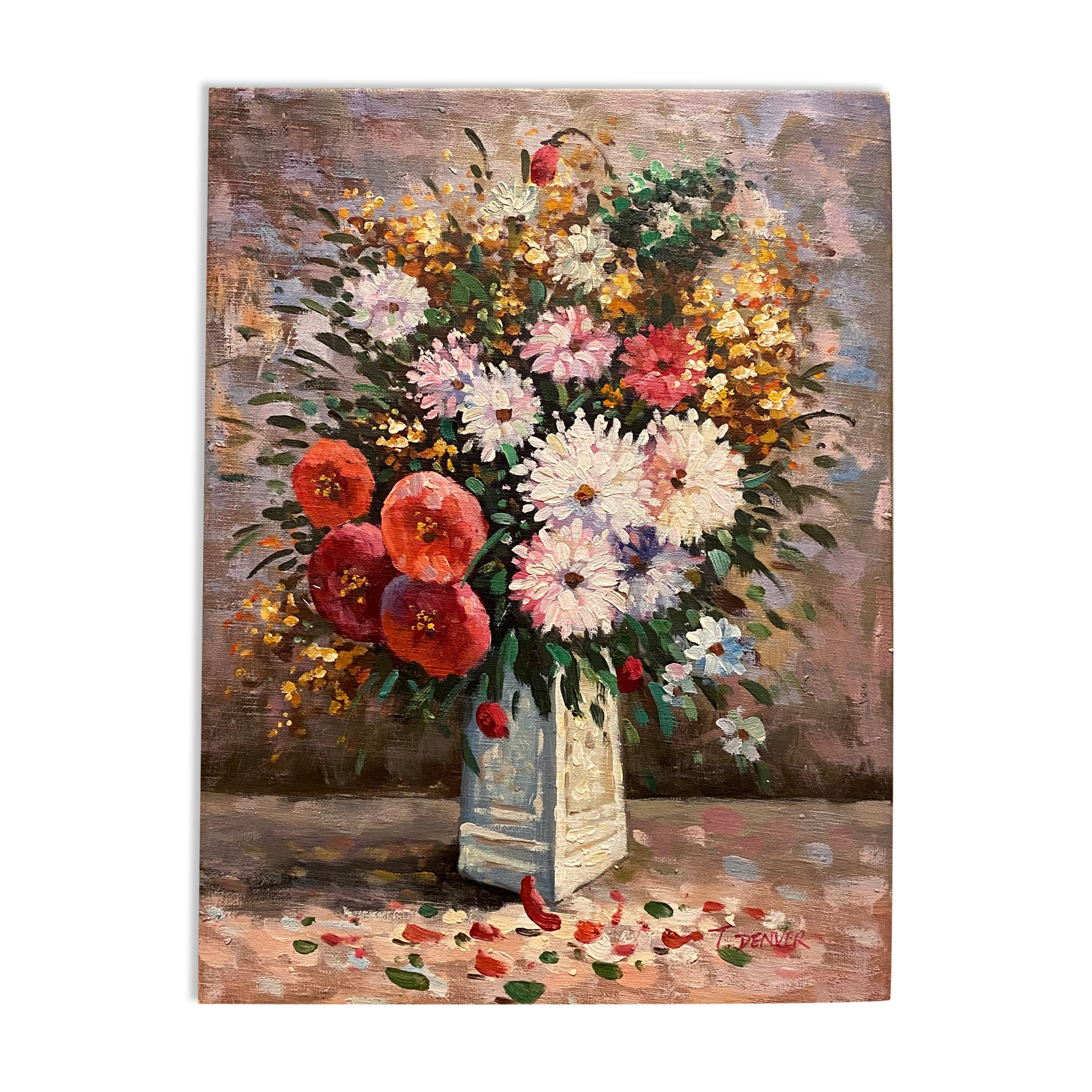 Painting bouquet of flowers signed by T. Denver