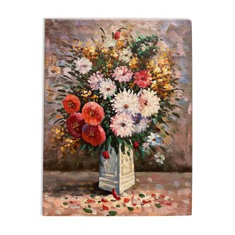 Painting bouquet of flowers signed by T. Denver