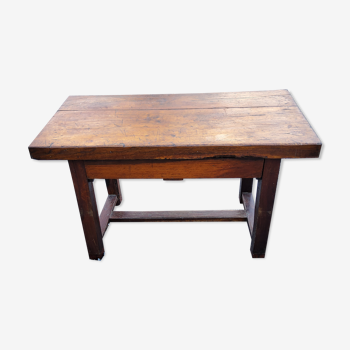 Old oak log table of the nineteenth century 1 drawer