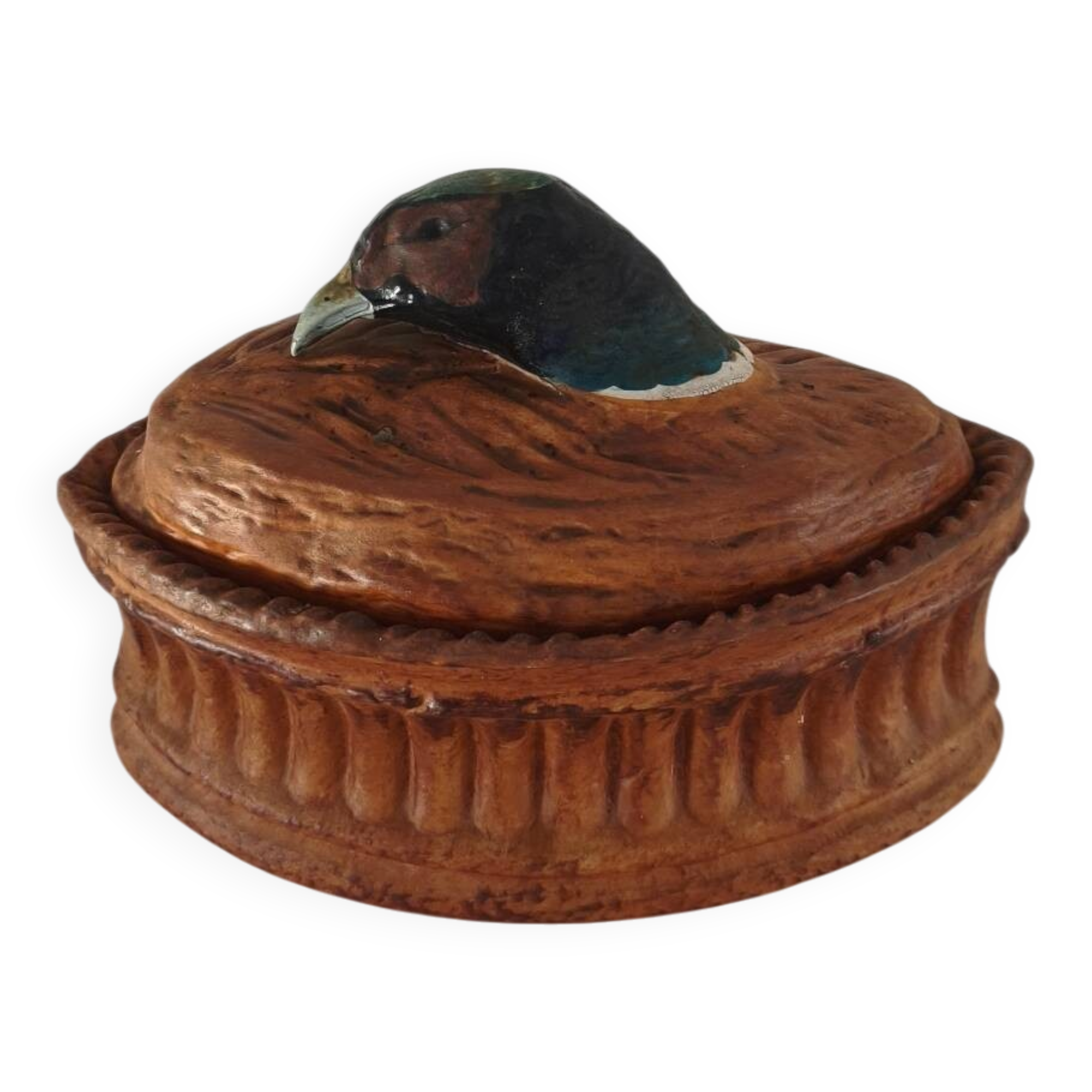 Terrine en porcelaine trompe-l'oeil pâté de faisan