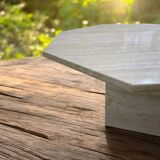 Octagonal coffee table in travertine