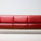 Johannes Andersen modern mid-century Danish canapé in rosewood and burgundy leather