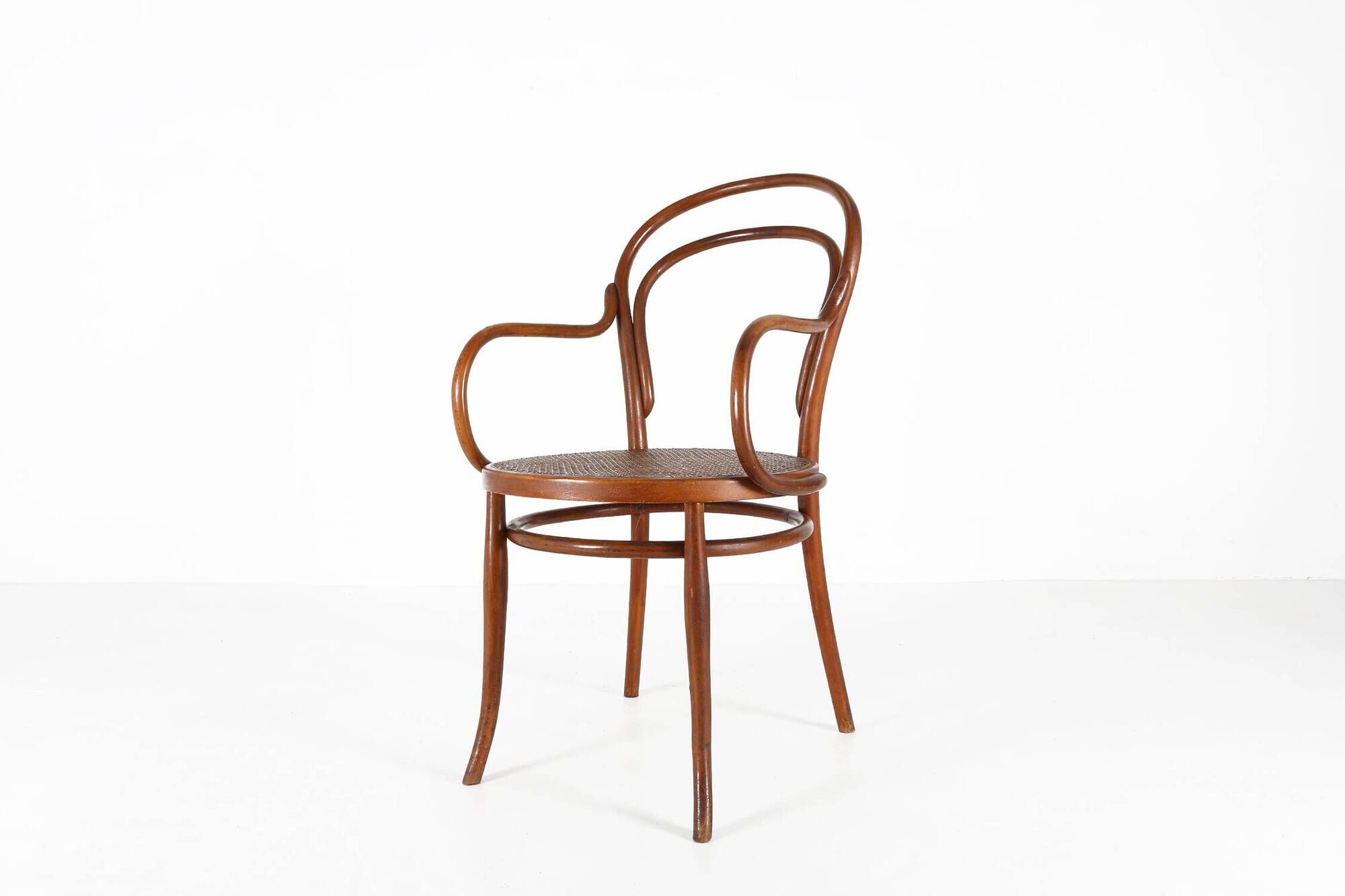 Vintage armchair in bentwood with canework, France ca. 1950