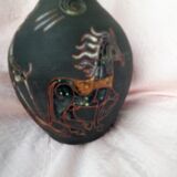 Vase with enamelled mythological decoration, signature to decipher 1950