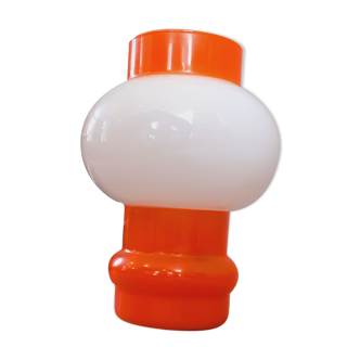 Lampe vintage année 70 opaline blanche et orange