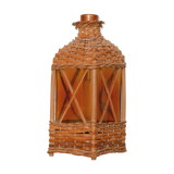 Wicker lamp and amber glass, 70s