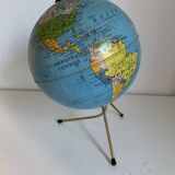 Vintage 1960s golden terrestrial globe Taride tripod - 28 cm