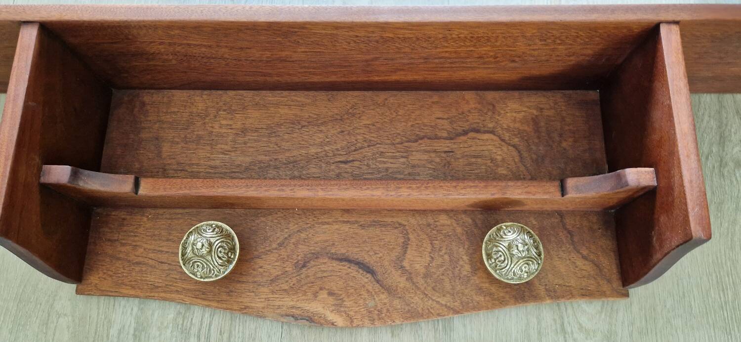 1950s mahogany wood wall shelf