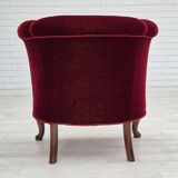 1960s, Danish lounge chair, furniture velour, beech wood legs, original condition.