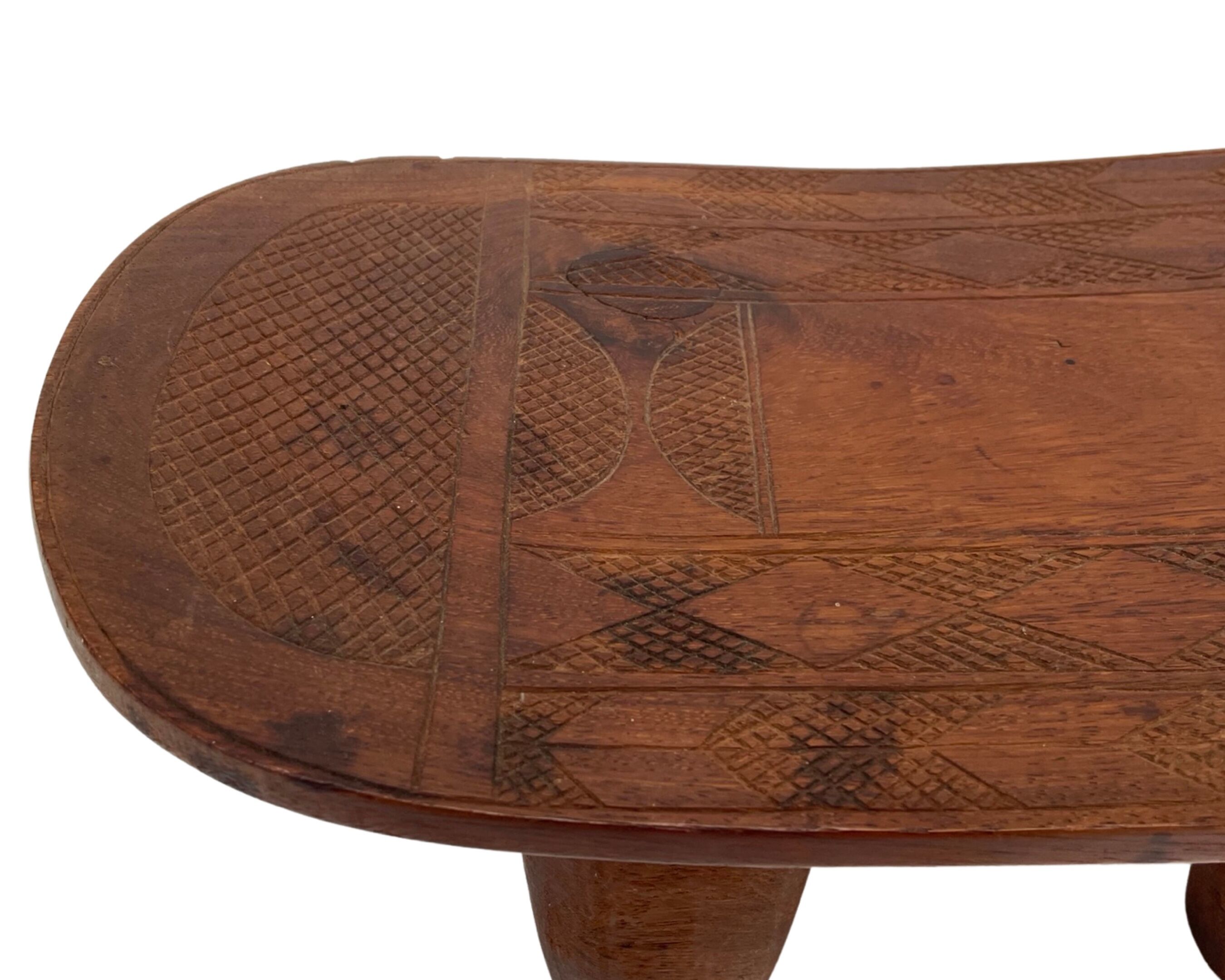 Vintage African hand-carved wooden Senufo stool bench design