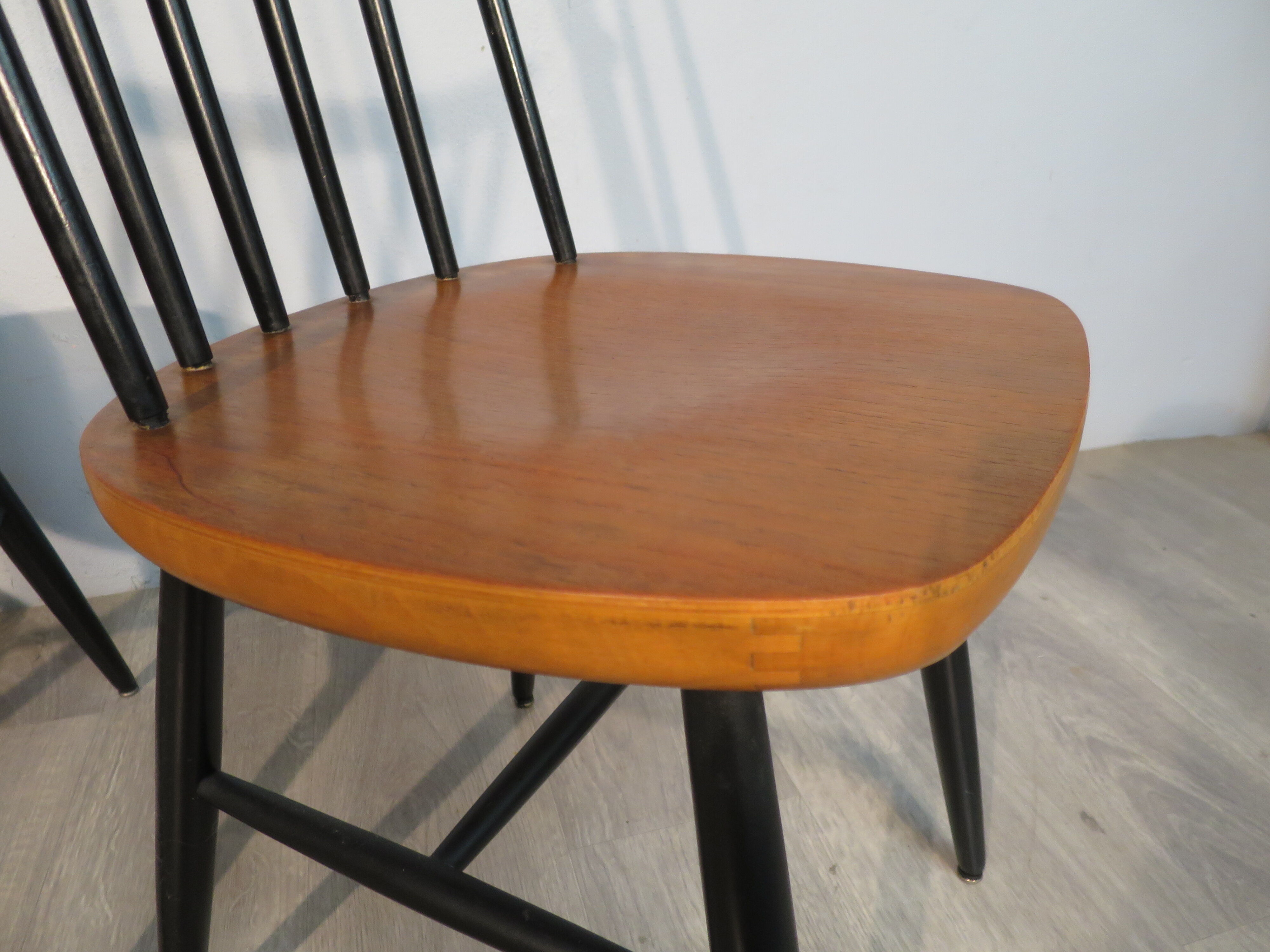 Pair of scandinavian teak chairs with bars