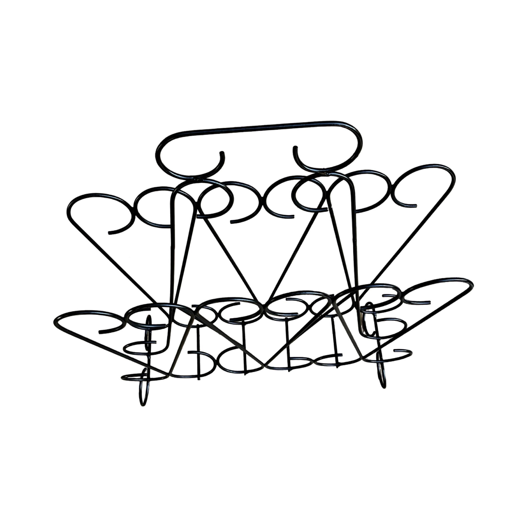 Openwork metalwork newspaper rack, Belgium 1970s