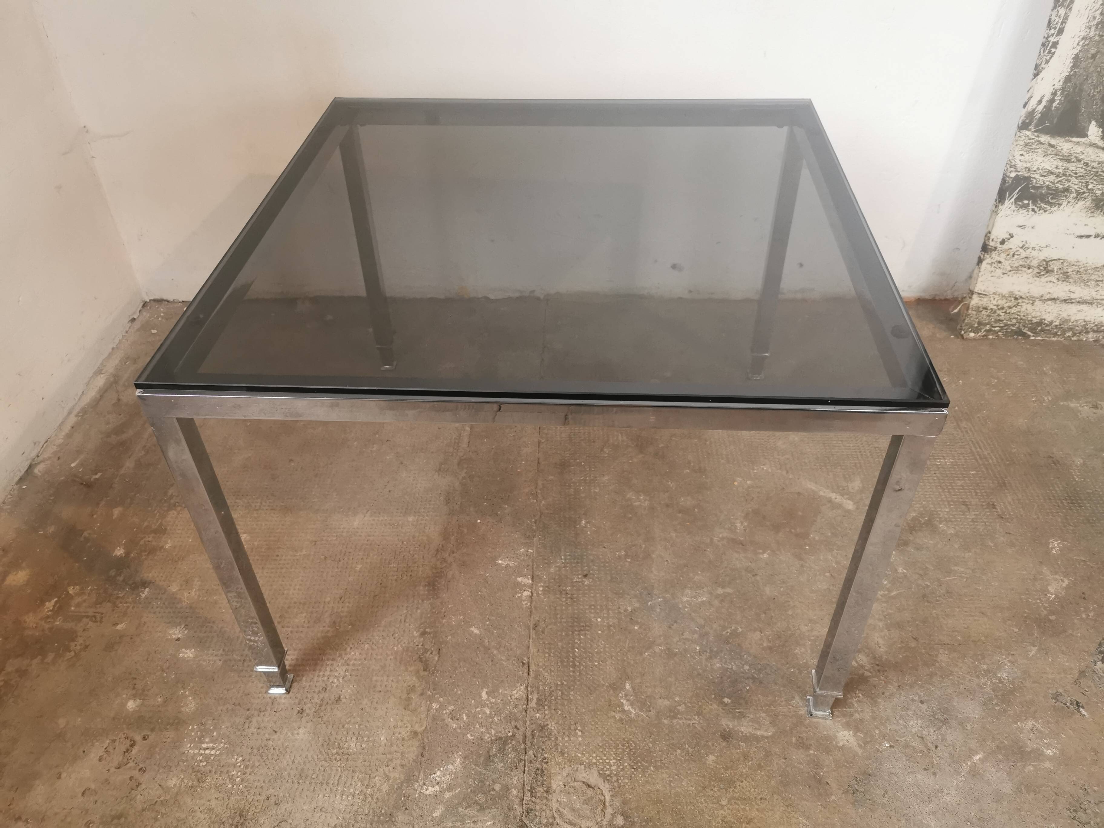 Chrome and glass coffee table 1970 Neoclassical style