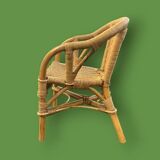 Petit fauteuil pour enfant en rotin & bambou – tressage artisanal – vintage