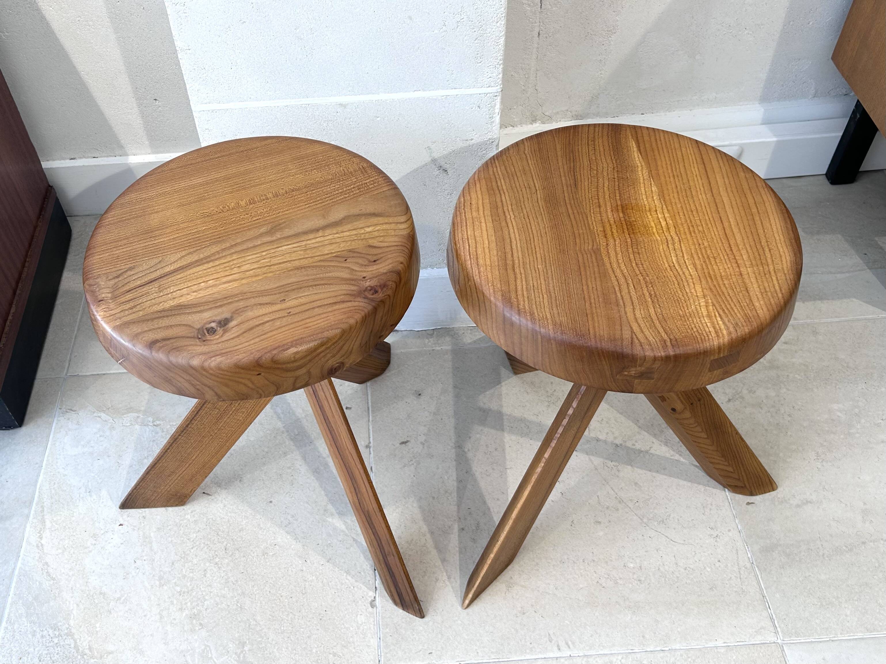 Paire de S28 Tabourets, Pierre Chapo 1970