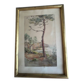 Tableau : Aquarelle - Paysage de bord de mer