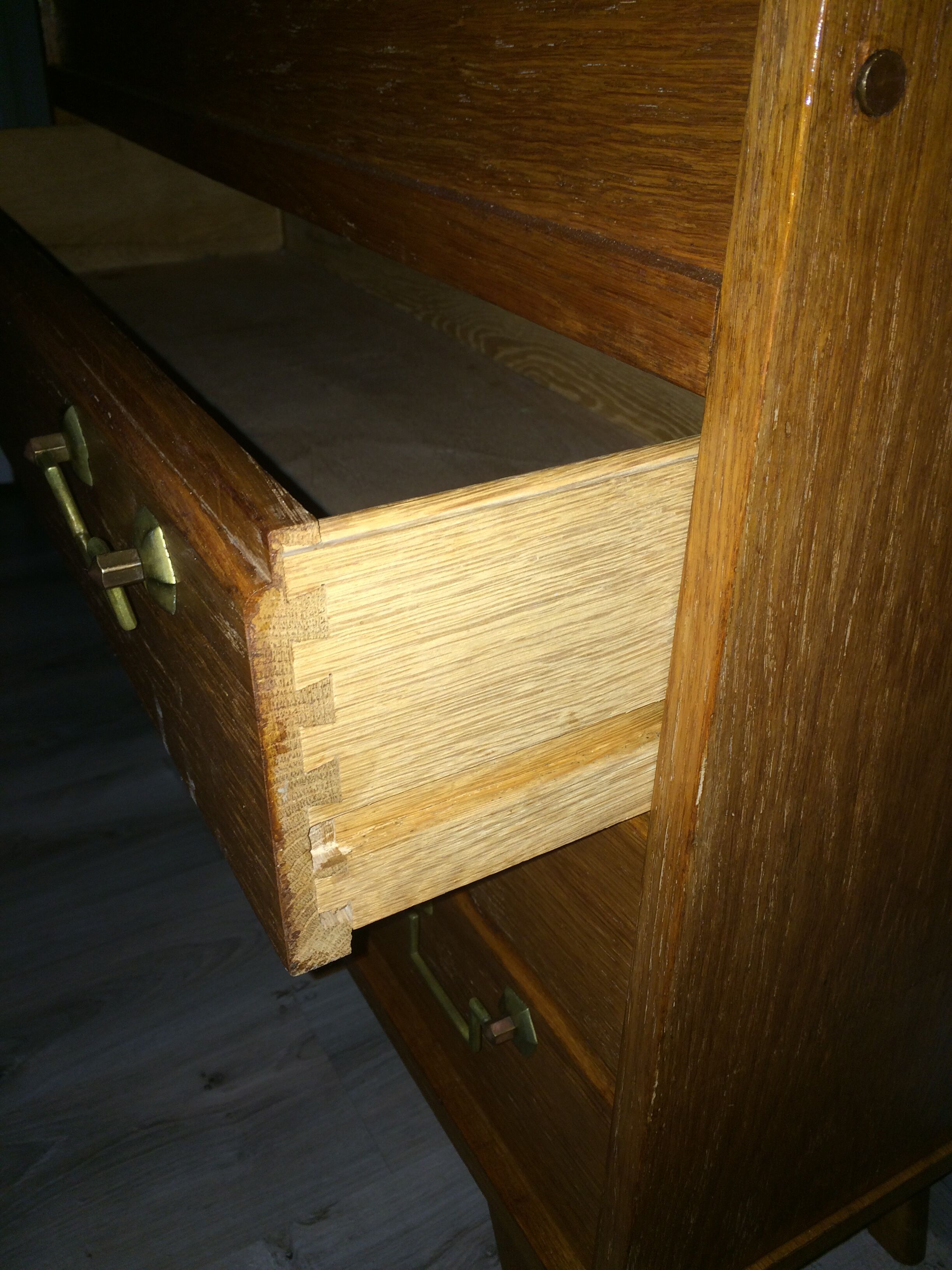 Secrétaire bureau vintage  4 pieds compas années 50