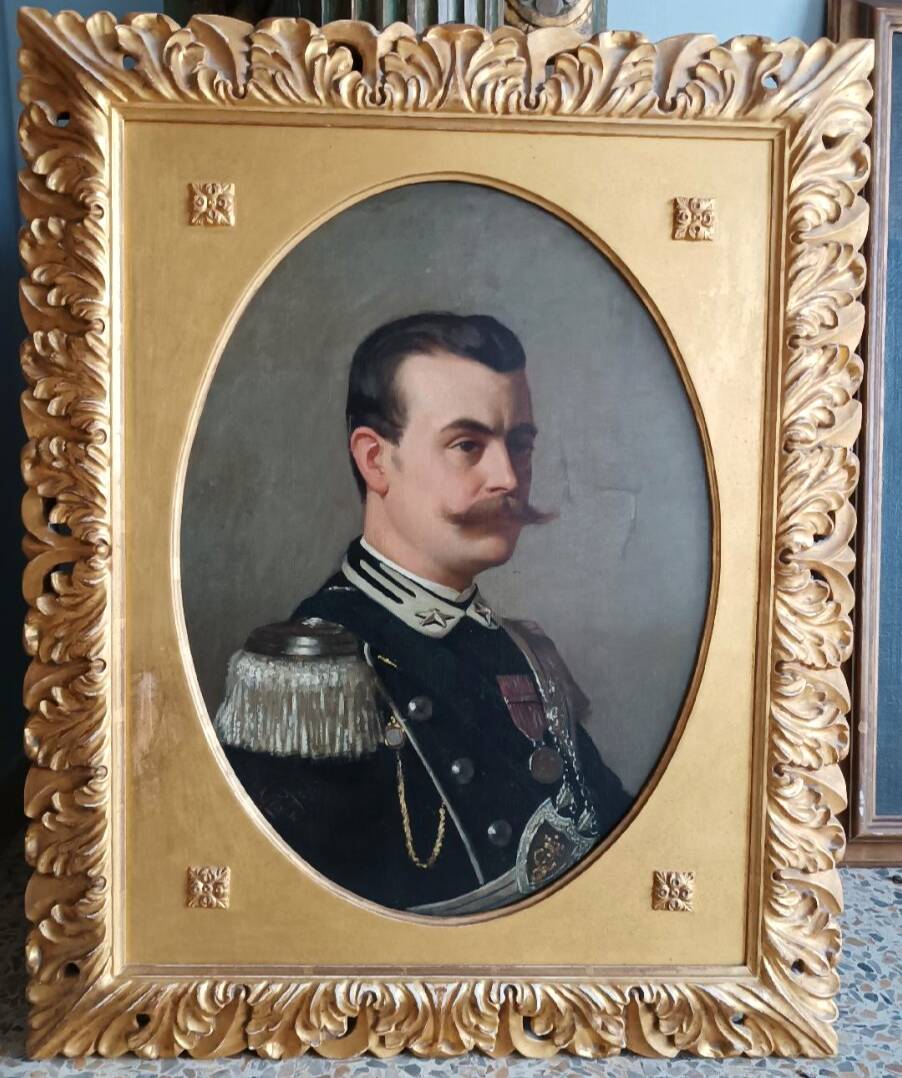 Antique painting portrait of a military gentleman, Arturo FALDI (Florence 1856-1911)