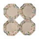 Assiettes Fidji Japon octogonales fleuries en grès