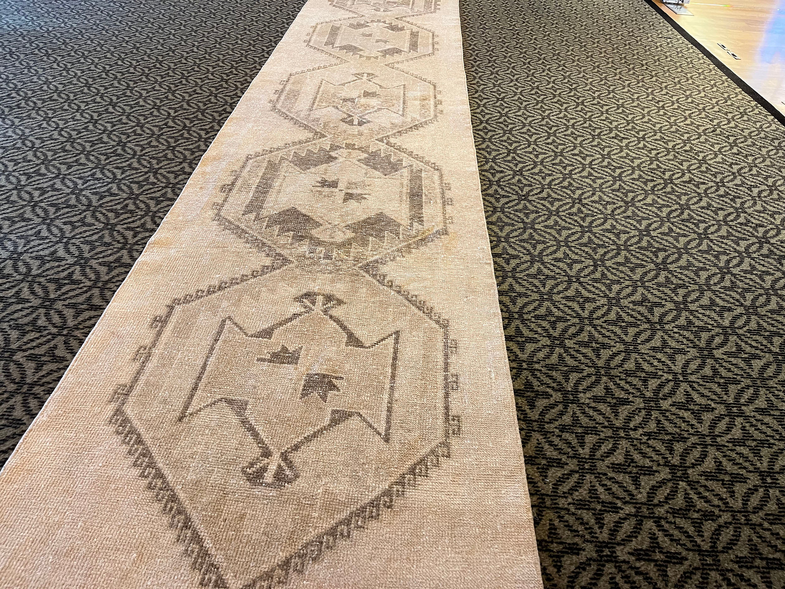 Handmade long entry Runner, beige hallway rug