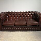 Sofa chesterfield brown leather three seater English