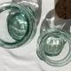 2 jars light green glass molded cork stopper