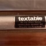 Rolling table, servery, 2 tops in mahogany and aluminum laminate, Textable brand, 50s/60s