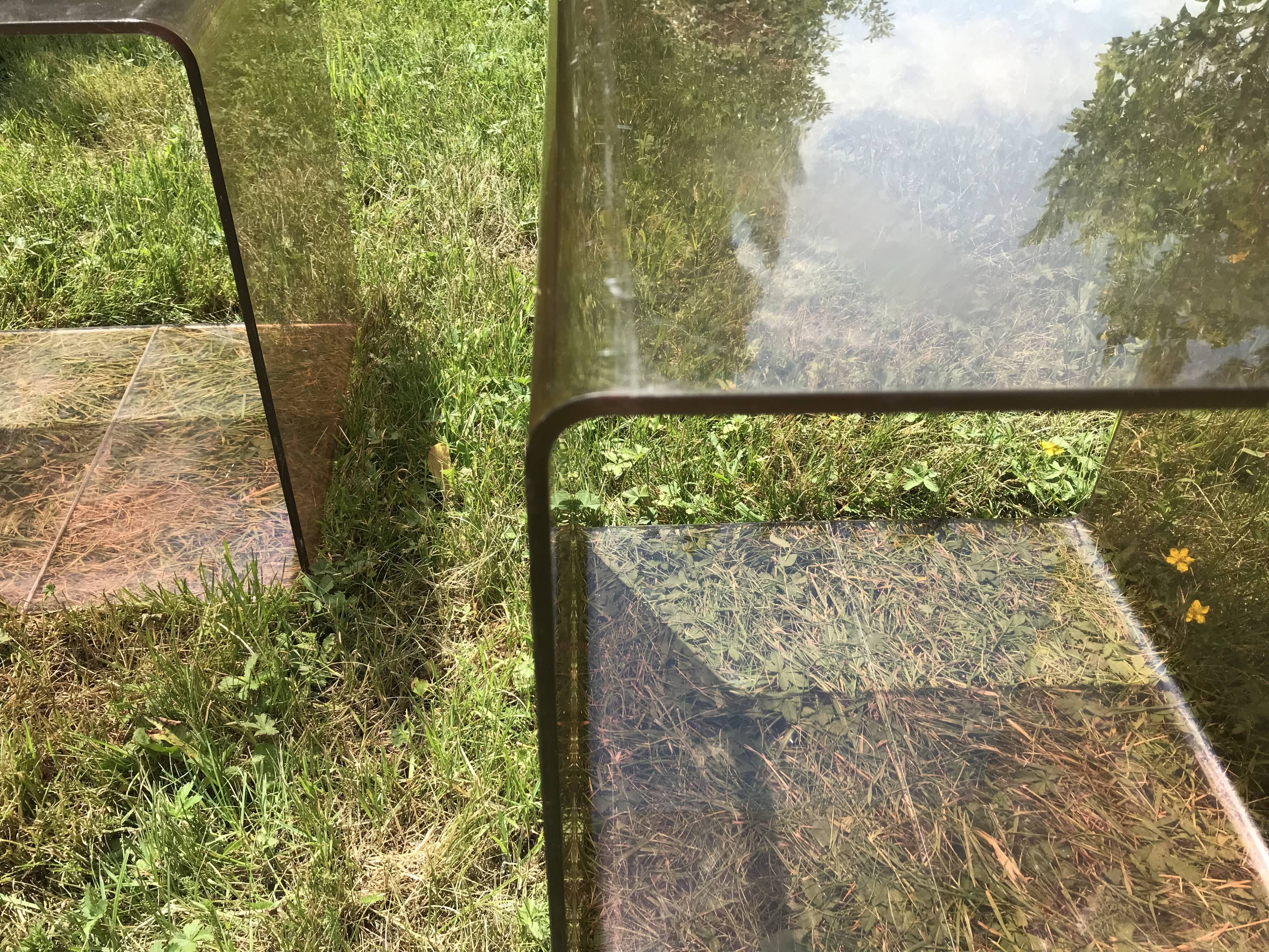 Pair of bedside tables in plexiglass smoked 70