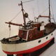 Artisanal wooden model, basin boat, motor toy, fishing trawler