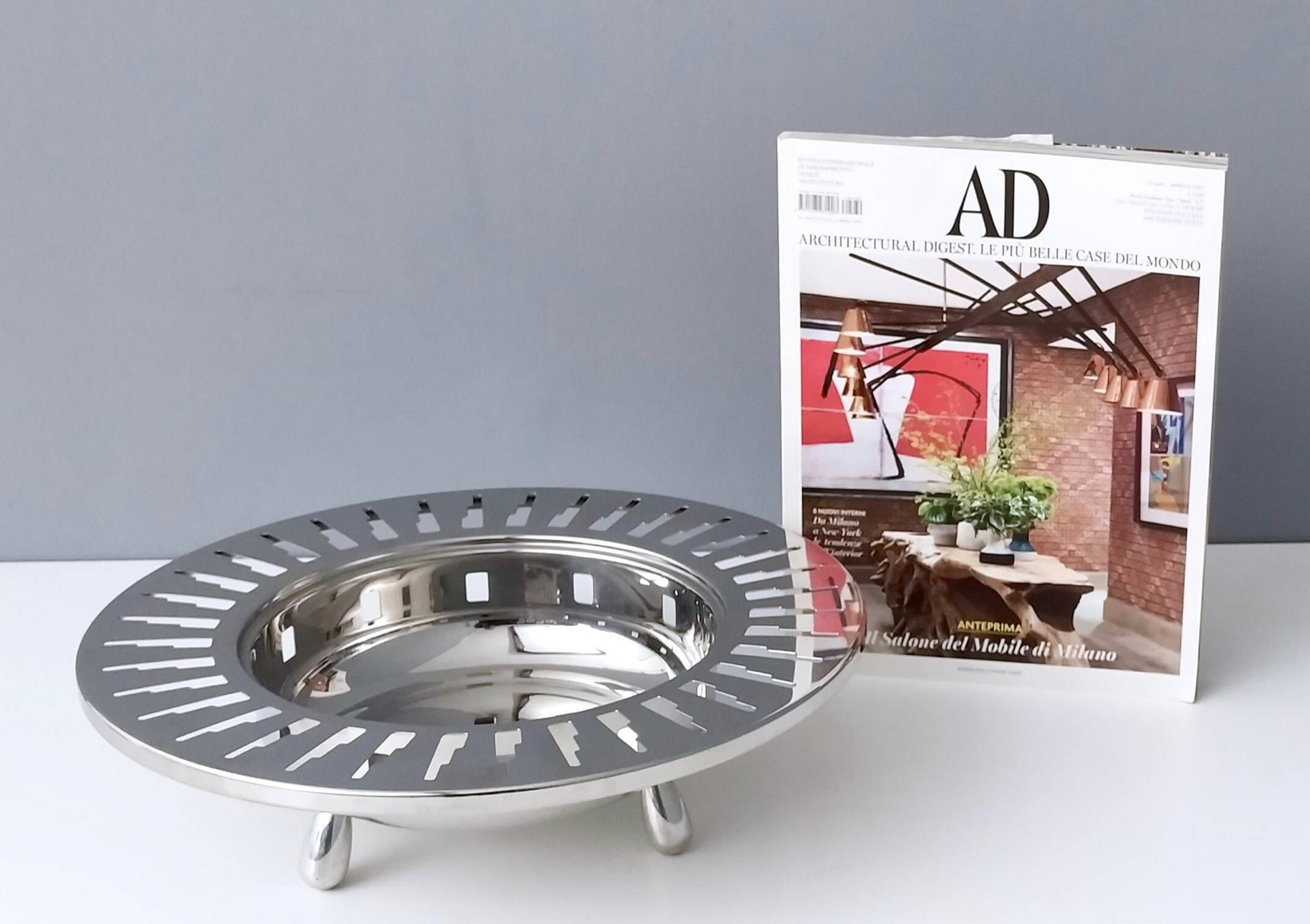 Alessi Stainless Steel Cutout Skyscraper Footed Trinket Bowl or Centerpiece