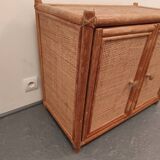 Small Roche Bobois rattan sideboard with two doors