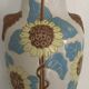 Glazed ceramic vase with polychrome decoration of sunflower flowers 36 cm