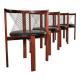 Niels Jorgen Haugesen String wood and leather chairs for Tranekaer, Denmark
