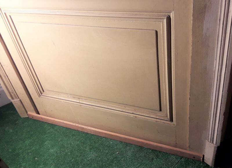 Large glazed door and its old glazed transom.